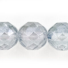 Bead, Czech firepolish, 12mm round faceted lustre, LIGHT GREY