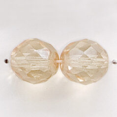 Bead, Czech firepolish, 12mm faceted half coat lustre, PALE AMBER