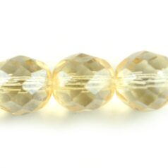 Bead, Czech firepolish, 12mm faceted full coat lustre, PALE AMBER