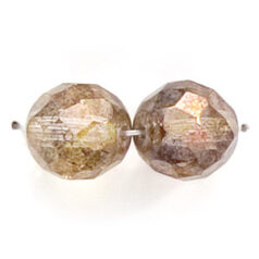 Bead, Czech firepolish, 12mm round faceted lustre, MONTANA