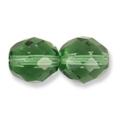 Bead, Czech firepolish, 12mm round faceted, MOSS GREEN