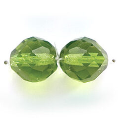 Bead, Czech firepolish, 12mm round faceted, OLIVINE