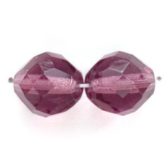 Bead, Czech firepolish, 12mm round faceted, LIGHT AMETHYST