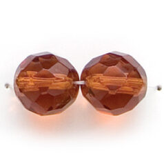 Bead, Czech firepolish, 12mm round faceted, LIGHT SMOKE TOPAZ