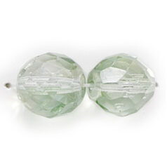 Bead, Czech firepolish, 12mm faceted half coat lustre, PALE GREEN
