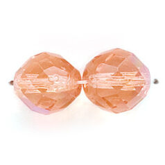 Bead, Czech firepolish, 12mm round faceted AB, ROSALINE