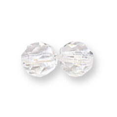 Bead, Czech firepolish, 8mm round faceted, CRYSTAL