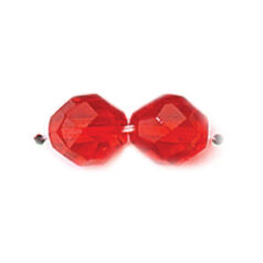 Bead, Czech firepolish, 8mm round faceted, RUBY