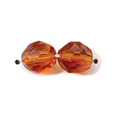 Bead, Czech firepolish, 8mm round faceted, DARK TOPAZ