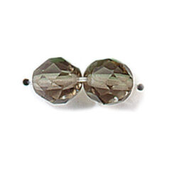 Bead, Czech firepolish, 8mm round faceted, BLACK DIAMOND