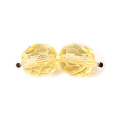 Bead, Czech firepolish, 8mm round faceted, JONQUIL