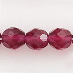 Bead, Czech firepolish, 8mm round faceted, FUCHSIA