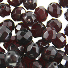 Bead, Czech firepolish, 8mm round faceted, Red