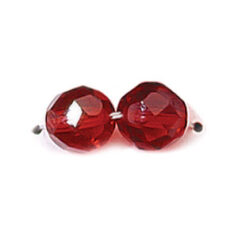 Bead, Czech firepolish, 8mm round faceted, GARNET