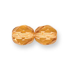 Bead, Czech firepolish, 8mm round faceted, GOLDFISH