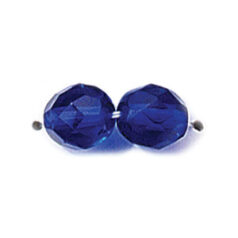 Bead, Czech firepolish, 8mm round faceted, COBALT BLUE