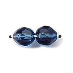 Bead, Czech firepolish, 8mm round faceted, MONTANA SAPPHIRE
