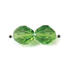 Bead, Czech firepolish, 8mm round faceted, CHARTREUSE