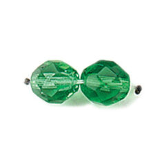 Bead, Czech firepolish, 8mm round faceted, PERIDOT