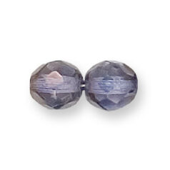 Bead, Czech firepolish, 8mm round faceted lustre, BLACK DIAMOND