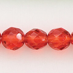 Bead, Czech firepolish, 8mm round faceted dipped, DARK ORANGE