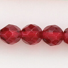 Bead, Czech firepolish, 8mm round faceted dipped, DARK RED