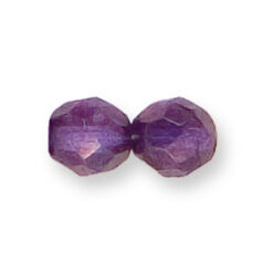 Bead, Czech firepolish, 8mm round faceted lustre, LAVENDER