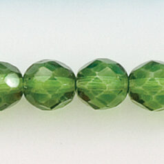 Bead, Czech firepolish, 8mm round faceted dipped, OLIVE GREEN
