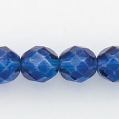 Bead, Czech firepolish, 8mm round faceted dipped, CAPRI BLUE