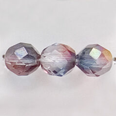 Bead, Czech firepolish, 8mm faceted two coat lustre, ROSE/MONTANA