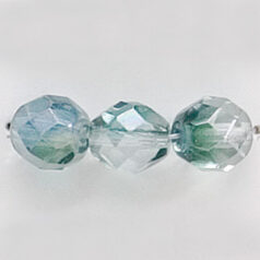 Bead, Czech firepolish, 8mm faceted two coat lustre, AQUA GREEN/BLUE