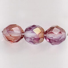 Bead, Czech firepolish, 8mm faceted two coat lustre, FUSCHIA/AMETHYST