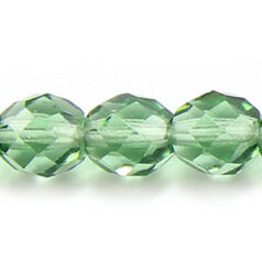 Bead, Czech firepolish, 8mm round faceted, MOSS GREEN