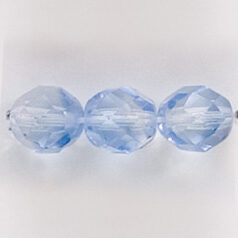 Bead, Czech firepolish, 8mm half coat Lustre, PALE SAPPHIRE