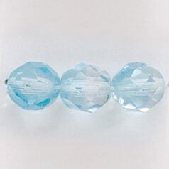 Bead, Czech firepolish, 8mm half coat lustre, PALE AQUA