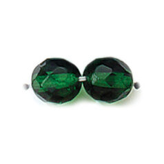 Bead, Czech firepolish, 8mm round faceted, EMERALD
