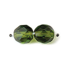 Bead, Czech firepolish, 8mm round faceted, OLIVE
