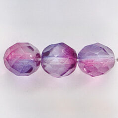 Bead, Czech firepolish, 8mm round faceted two tone, MAUVE/PINK