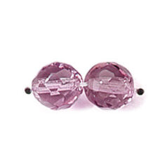 Bead, Czech firepolish, 8mm round faceted, LIGHT AMETHYST