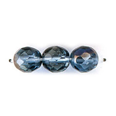 Bead, Czech firepolish, 8mm round faceted azure, LIGHT SAPPHIRE