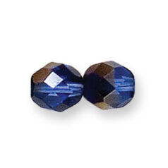 Bead, Czech firepolish, 8mm round faceted azure, SAPPHIRE