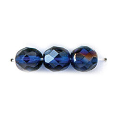 Bead, Czech firepolish, 8mm round faceted azure, COBALT BLUE