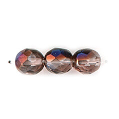 Bead, Czech firepolish, 8mm round faceted azure, ROSE