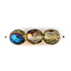 Bead, Czech firepolish, 8mm round faceted azure, JONQUIL