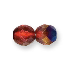 Bead, Czech firepolish, 8mm round faceted azure, HYACINTH