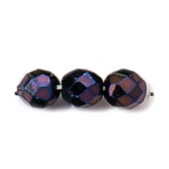 Bead, Czech firepolish, 8mm faceted iris metallic, PURPLE