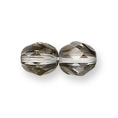 Bead, Czech firepolish, 6mm round faceted valentini, CRYSTAL