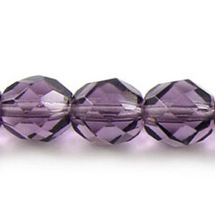 Bead, Czech firepolish, 8mm round faceted, LIGHT TANZANITE