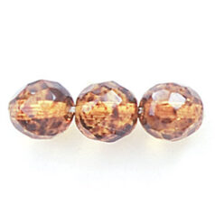 Bead, Czech firepolish, 8mm round faceted speckled, TOPAZ