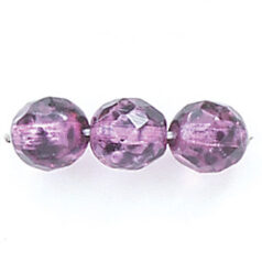 Bead, Czech firepolish, 8mm round faceted speckled, PURPLE